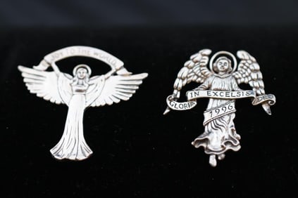 2 Sterling SilverUSHS DeMarco H&H Angel pendant ornaments 28.6 grams