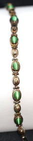 Sterling silver link green tiger eye bracelet 16.3 grams