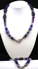 Vintage Carolyn Pollack Sterling Silver amethyst necklace bracelet set