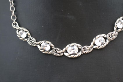 Vintage Carolyn Pollack Sterling Silver topaz statement necklace