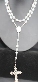 Sterling Silver Rosary Crucifix with AB beads 61.2 grams.