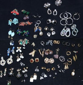 Huge Vintage Jewelry 63+ pair of earrings