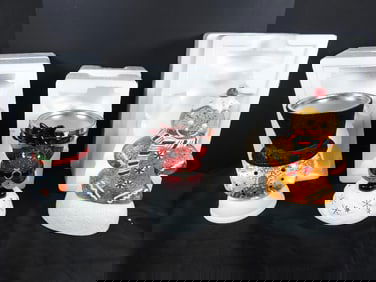 LOT OF 3 SNOWGLOBES, 2 are candleholders