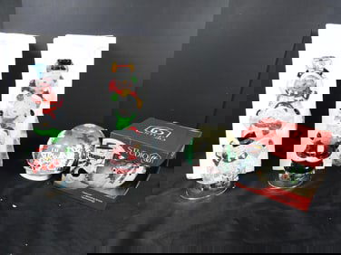 LOT OF 4 SNOWGLOBES: 2 Towering characters, 1 NIB