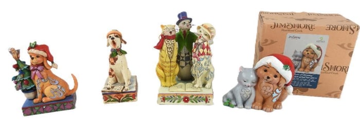LOT OF 4 JIM SHORE Cat and Dog figurines