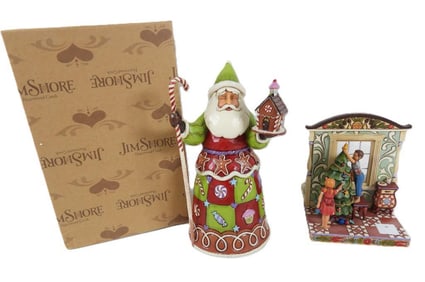 LOT OF 2 JIM SHORE Santa and Children decorating