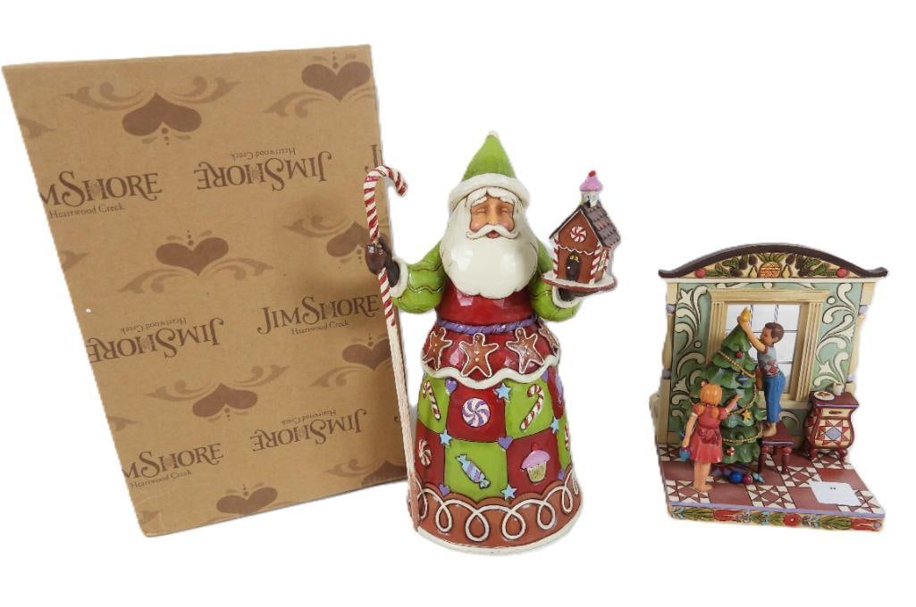 LOT OF 2 JIM SHORE Santa and Children decorating: LOT OF 2 JIM SHORE "Do You See What I See/" #4024787 Children decorating with Santa on opposite side, 5"Lx6.5"Wx6"T, Sweetest Santa" #4034359, with original box, 5"Lx4.5"Wx10.5"T