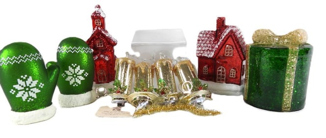 LOT OF 4 Glittery accent holiday, incl VALERIE