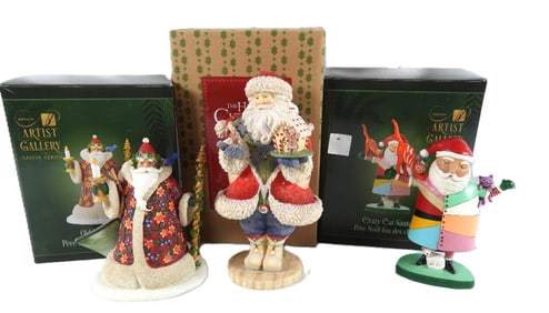 LOT OF 3 Santas incl. ENESCO ART GALLERY, boxes