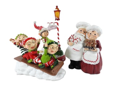 LOT OF 3: Santa, Mrs. Claus, and Elves Holiday