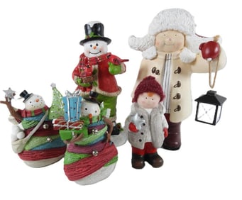 LOT OF 5: Snowman, and Children in winter attire
