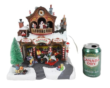 Large LEMAX SANTA'S WORKSHOP with Santa, presents