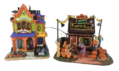 LOT OF 2 LEMAX SPOOKY TOWN Costume Shop/Pumpkin
