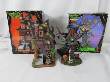 LOT OF 2 LEMAX SPOOKY TOWN Bungalow, Tree House