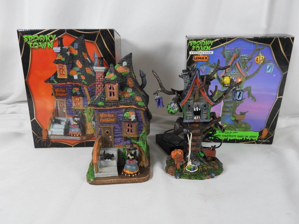LOT OF 2 LEMAX SPOOKY TOWN Bungalow, Tree House (1 of 14)