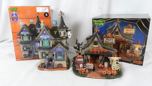 LOT OF 2 LEMAX SPOOKY TOWN Pumpkin Farm/Tarot Venu
