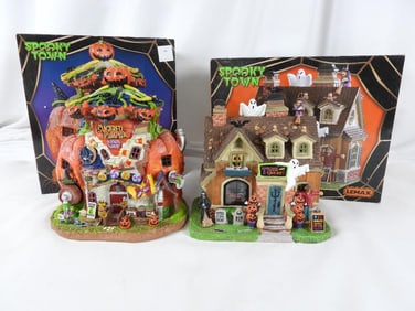 LOT OF 2 LEMAX SPOOKY TOWN Candy Shop/Spooky Home