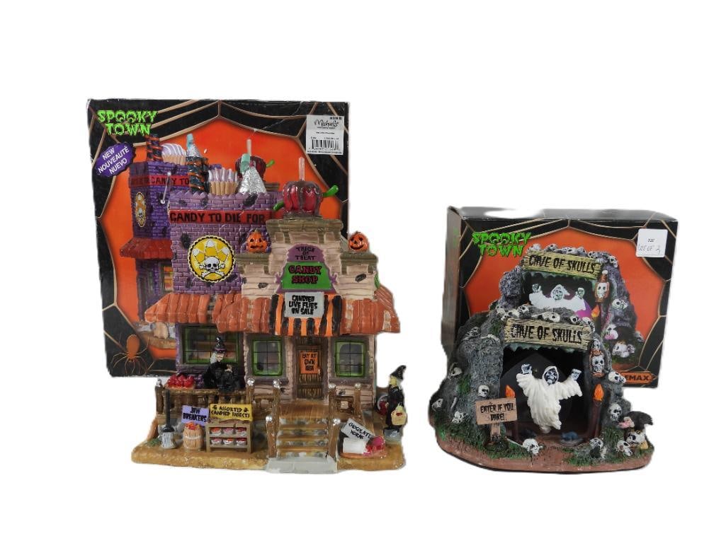 LOT OF 2 LEMAX SPOOKY TOWN Cave and Candy Shop (1 of 16)
