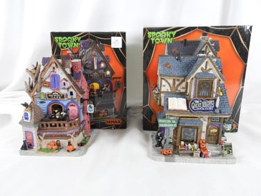 LOT OF 2 LEMAX SPOOKY TOWN Café/Bookstore