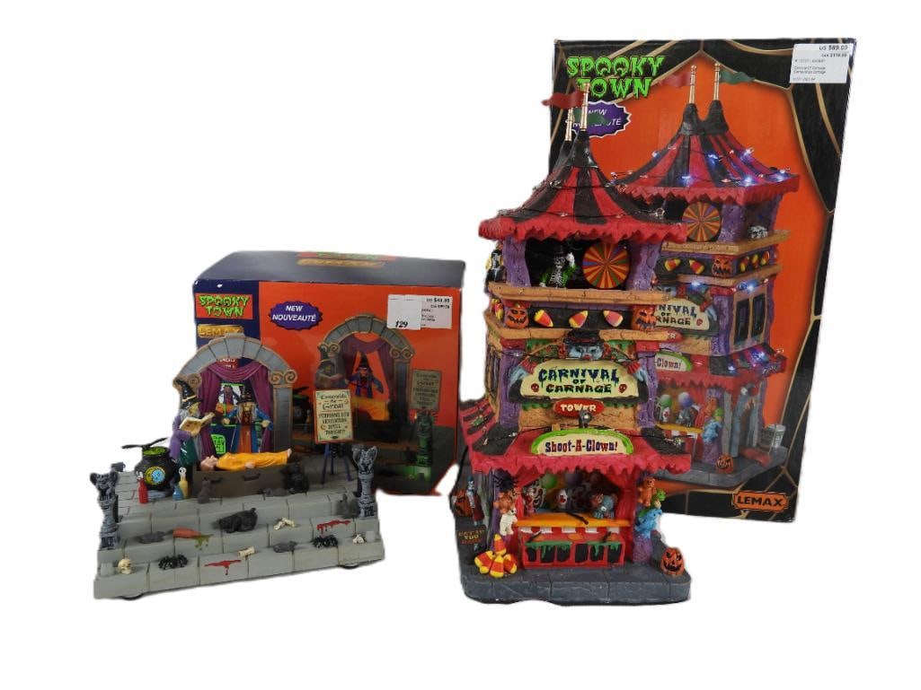 LOT OF 2 LEMAX SPOOKY TOWN Carnival/Performance (1 of 15)