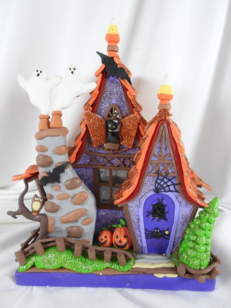 KURT ADLER LIGHTED HALLOWEEN HAUNTED HOUSE (1 of 8)