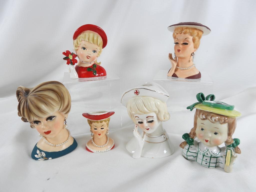 LOT OF 6 FEMALE BUSTS:  1 NAPCO vintage ceramic (1 of 20)