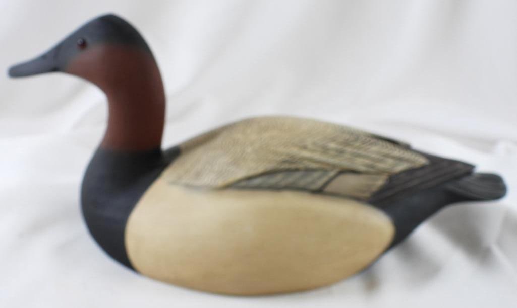 George Bell Hand-carved and painted wooden duck decoy, signed (1 of 7)