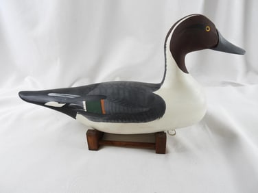 Captain Harry Jobes Hand-carved and painted wooden duck decoy, signed/dated 2007