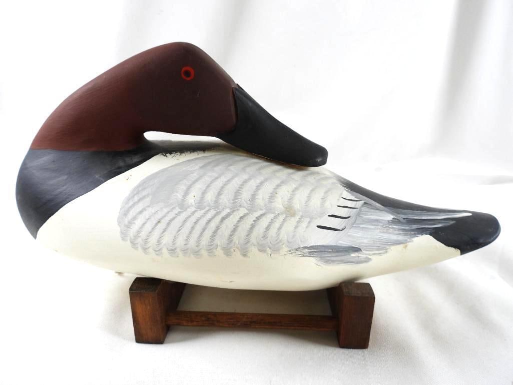 Captain Harry Jobes Hand-carved and painted wooden duck decoy, signed (1 of 6)