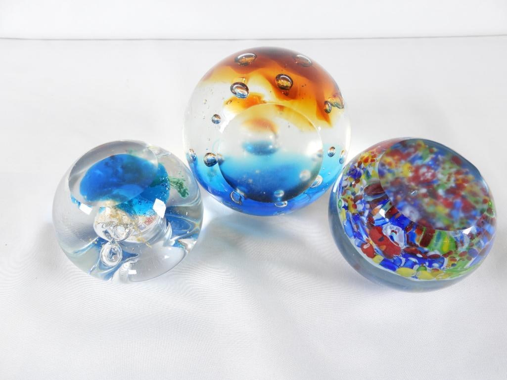 LOT OF 7 art glass paperweights with swirls, etc. - 4