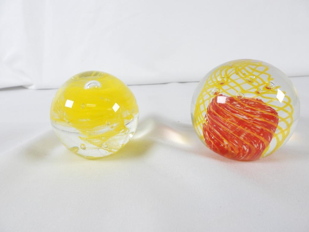 LOT OF 7 art glass paperweights with swirls, etc. - 5