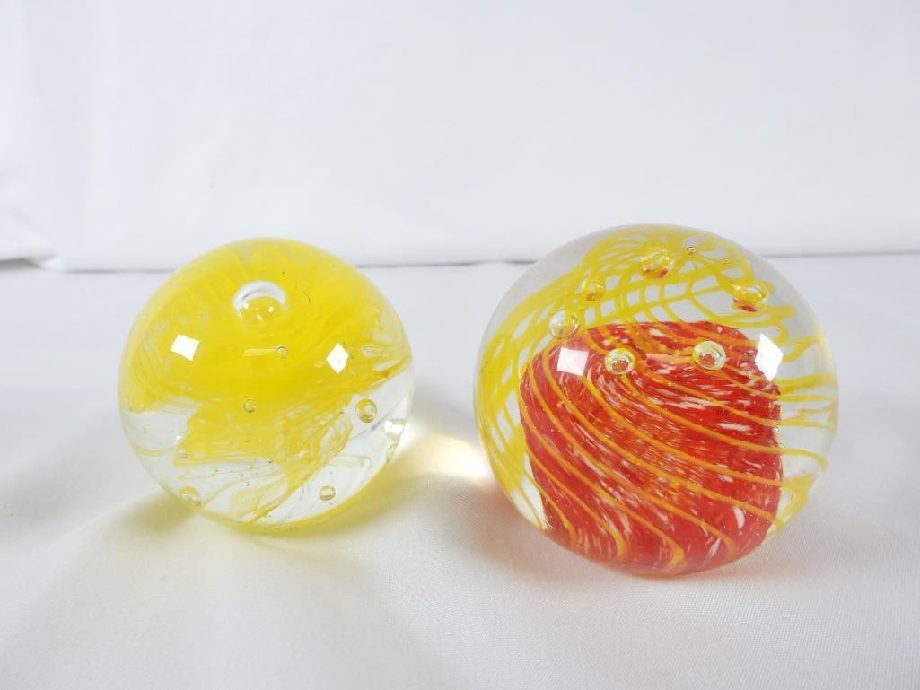 LOT OF 7 art glass paperweights with swirls, etc. - 6