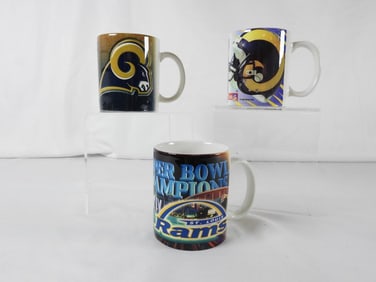 LOT OF 11 NFL ST LOUIS RAMS coffee mugs, 1 in box