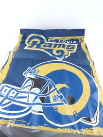 LOT OF 7 NFL ST LOUIS RAMS Pennants, bag, etc.
