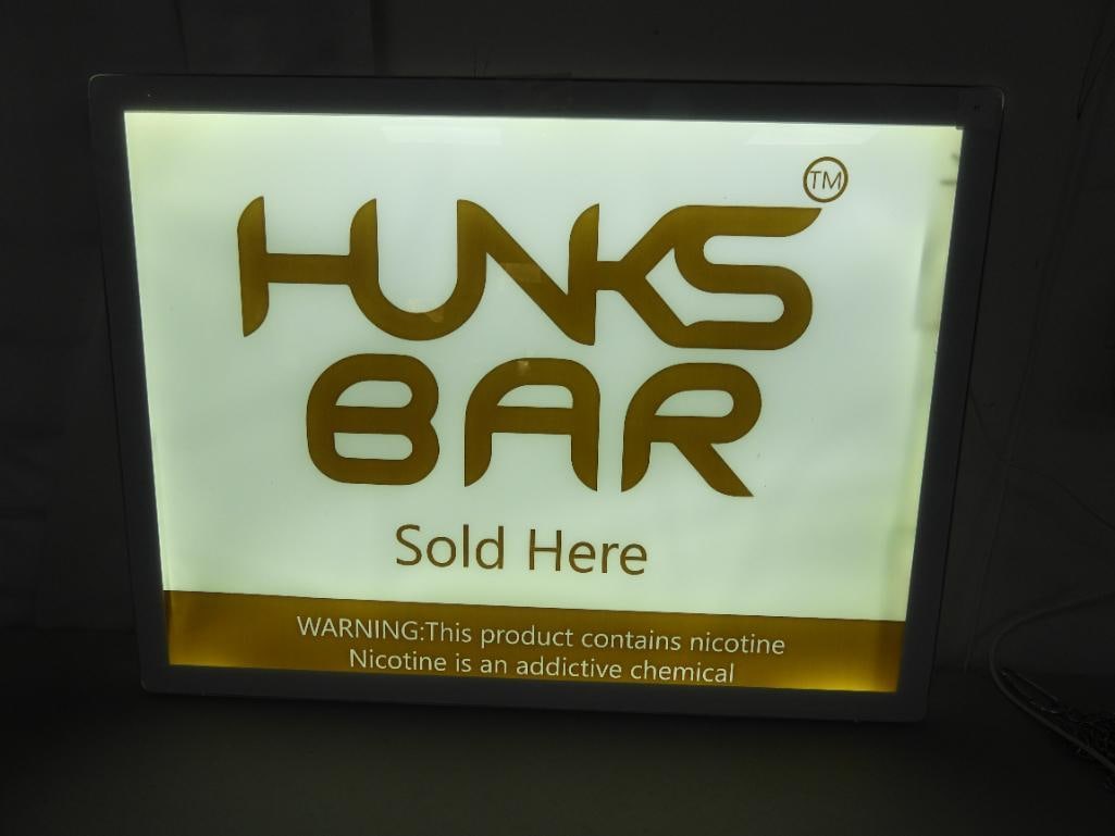 Hunks Bar LIGHTED Sign: Hunks Bar LIGHTED Sign, tested and works, 18"Tx24"L