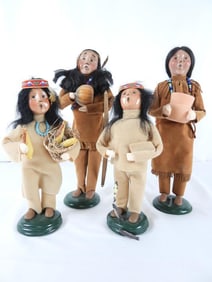LOT OF 4 BYERS CHOICE NATIVE AMERICAN CAROLERS