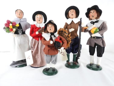 LOT OF 5 BYERS CHOICE CAROLERS PLYMOUTH PLANTATION