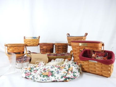 LOT OF 13 LONGABERGER Baskets and Accessories