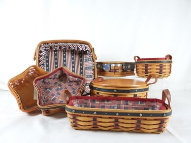LOT OF 7 LONGABERGER AMERICANA Baskets