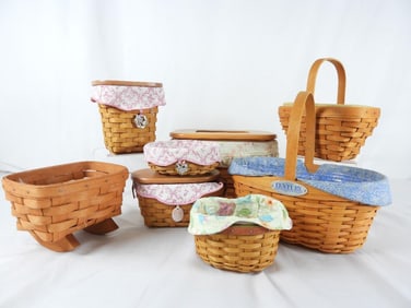 LOT OF 9 LONGABERGER Baskets and Accessories