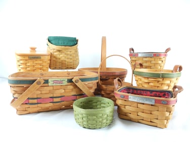 LOT OF 9 LONGABERGER Baskets, INITIALED/DATED