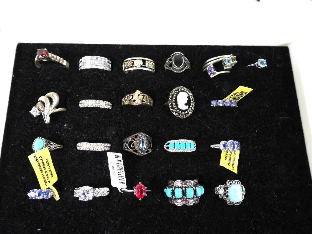 Lot of 23 Assorted sterling silver rings Mostly NEW (1 of 7)