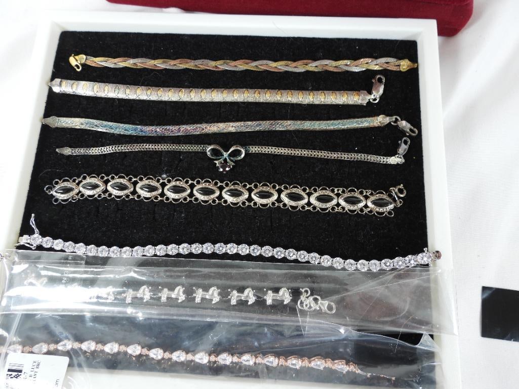 Lot of 8 NEW in boxes sterling silver bracelets (1 of 5)