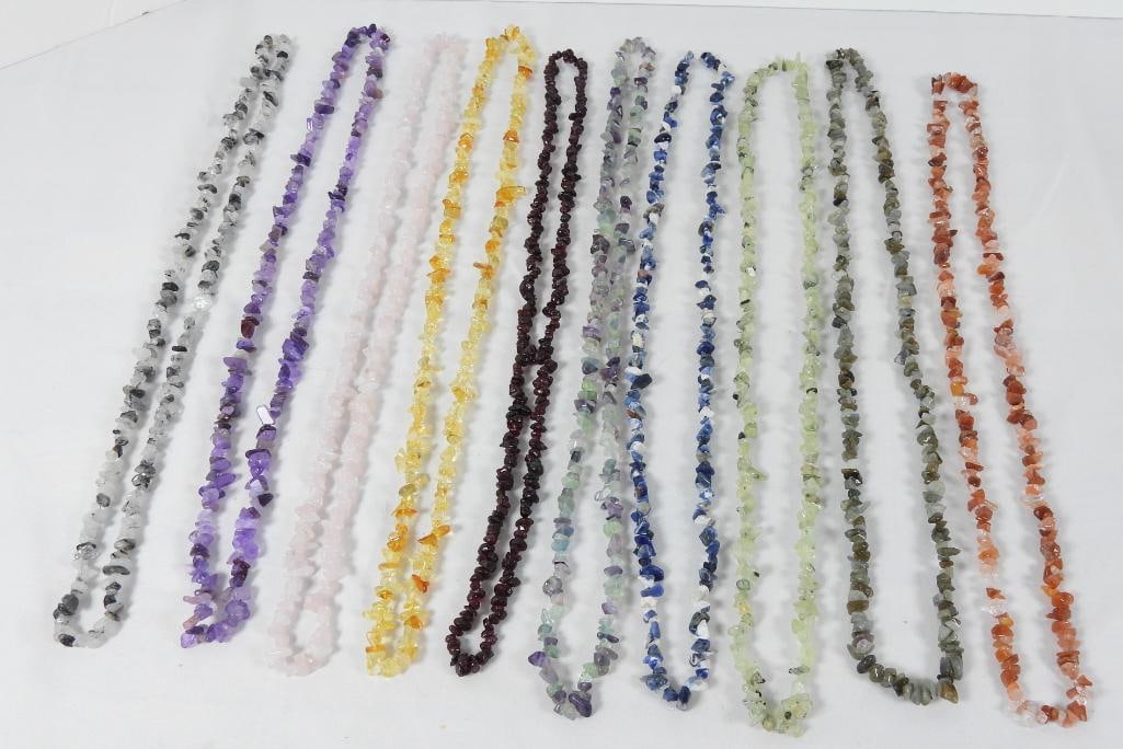 NEW large lot of JTV Assorted FREE FOREM endless necklaces: Box includes 10 purches of assorted gemstones nuggets enlace strand necklaces