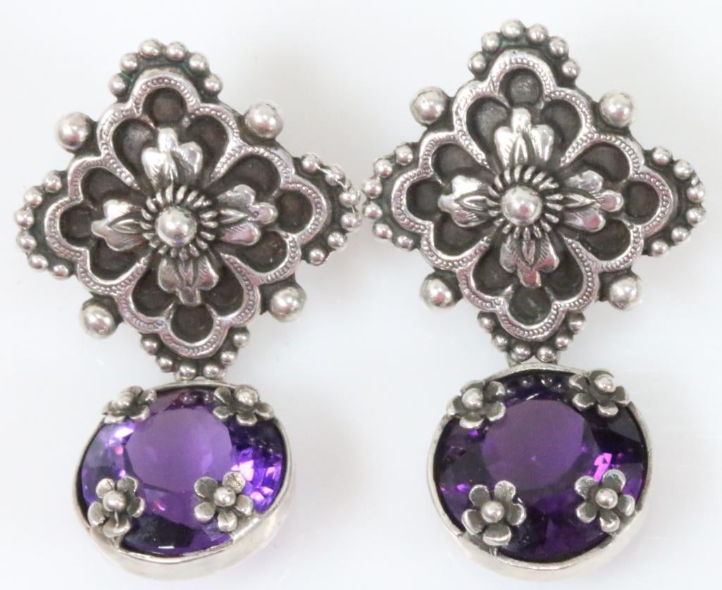Stephen Dweck sterling silver amethyst earrings 18.6 grams (1 of 7)