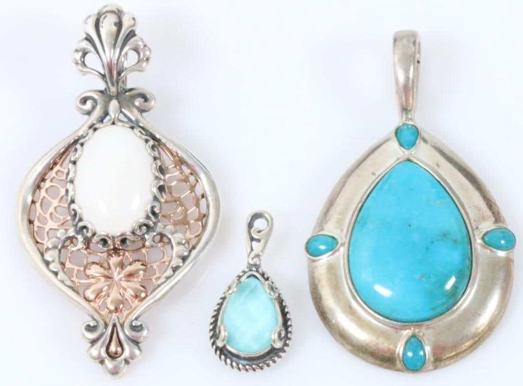 Lot of 3 Carolyn Pollack Sterling Silver Pendants 31.4 g (1 of 11)