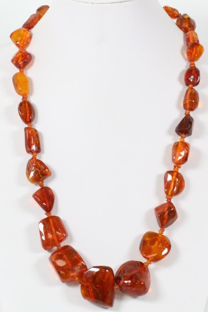 Huge Vintage chunky natural Baltic amber necklace 93 grams (1 of 5)