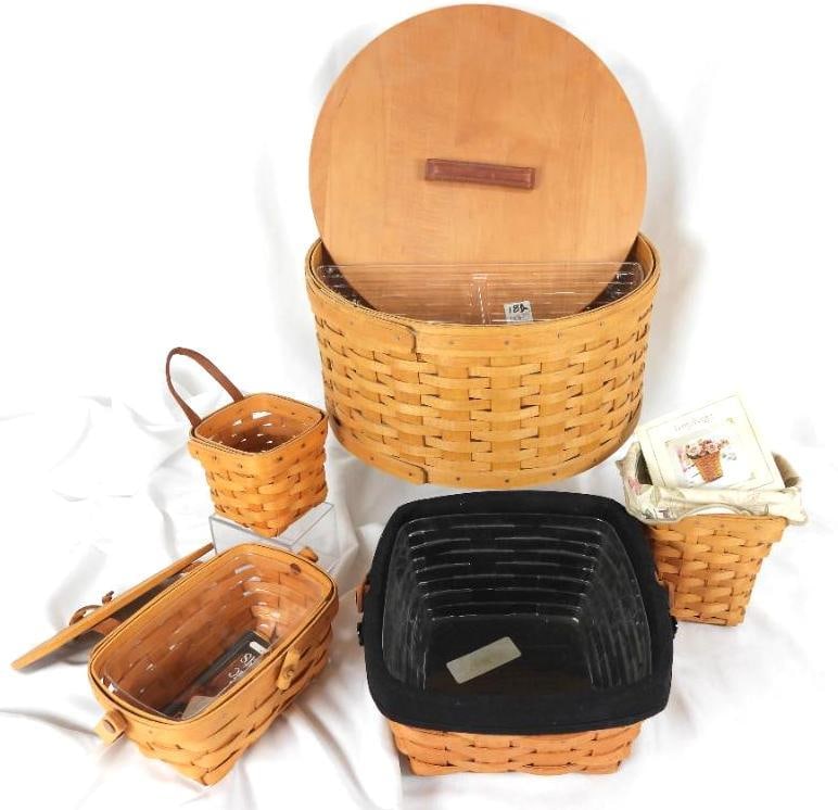 LOT of 5 LONGABERGER BASKETS Liners & protectors (1 of 5)