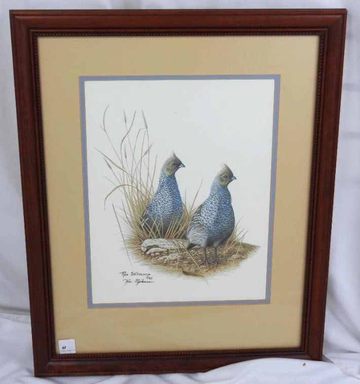 RON STEPEHNSON SIGNED 1983 "SCALED QUAIL" PRINT FRAMED (1 of 3)