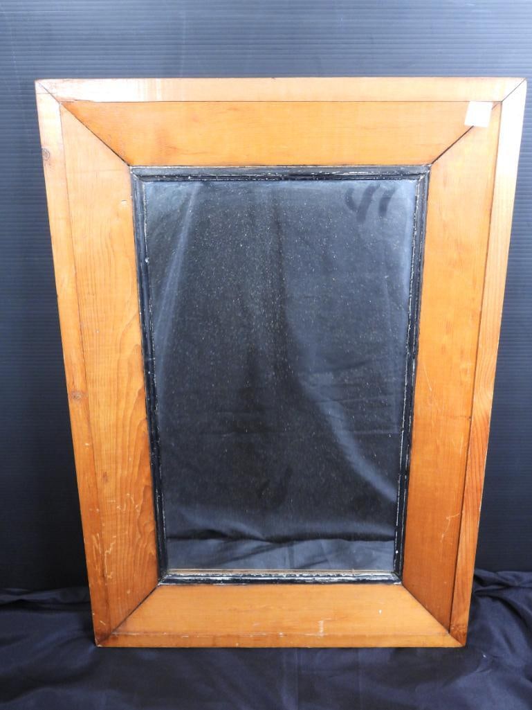 ANTIQUE Pine wood MIRROR 30" X 21" (1 of 5)